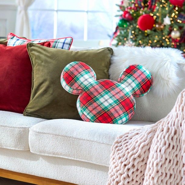 Mickey Mouse Icon Holiday Plaid Throw Pillow | Disney Store