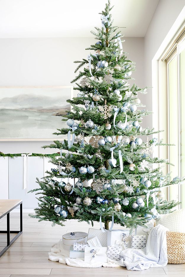 Modern Icy Blue Christmas Tree
