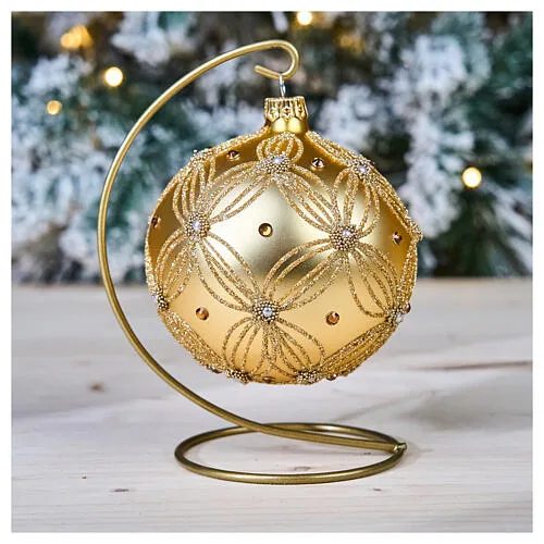 Mouth Blown Polish Glass Gold Metallic Christmas Ornament
