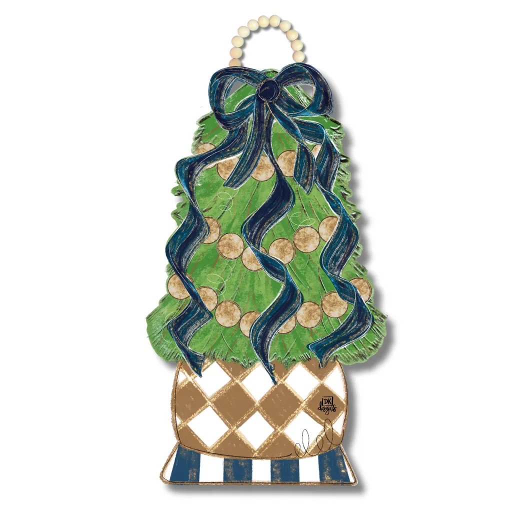 Navy and Gold Christmas Tree Hanger | DK Designs Georgia