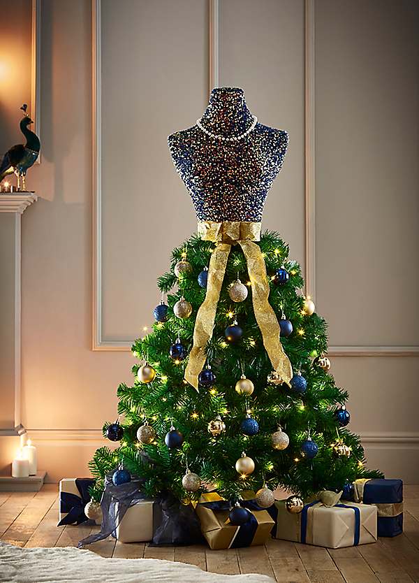 Navy Blue & Sequin Mannequin Christmas Tree | Look Again