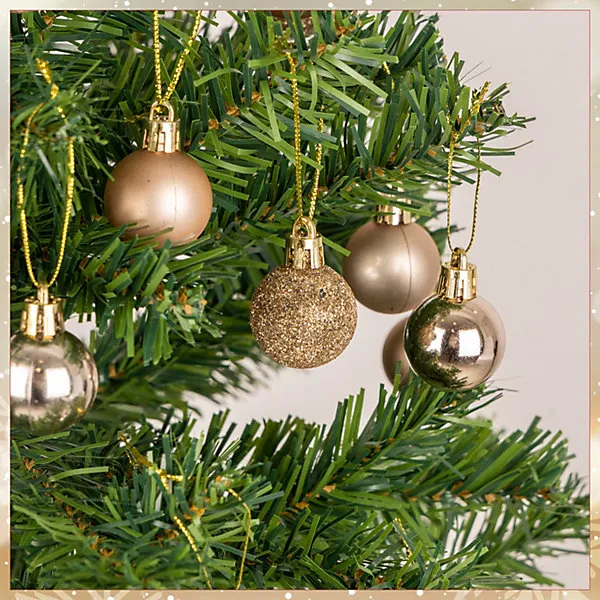 Neel Blue Christmas Baubles for Xmas Tree Decoration with Strings -  Champagne - 6cm - Pack of 6