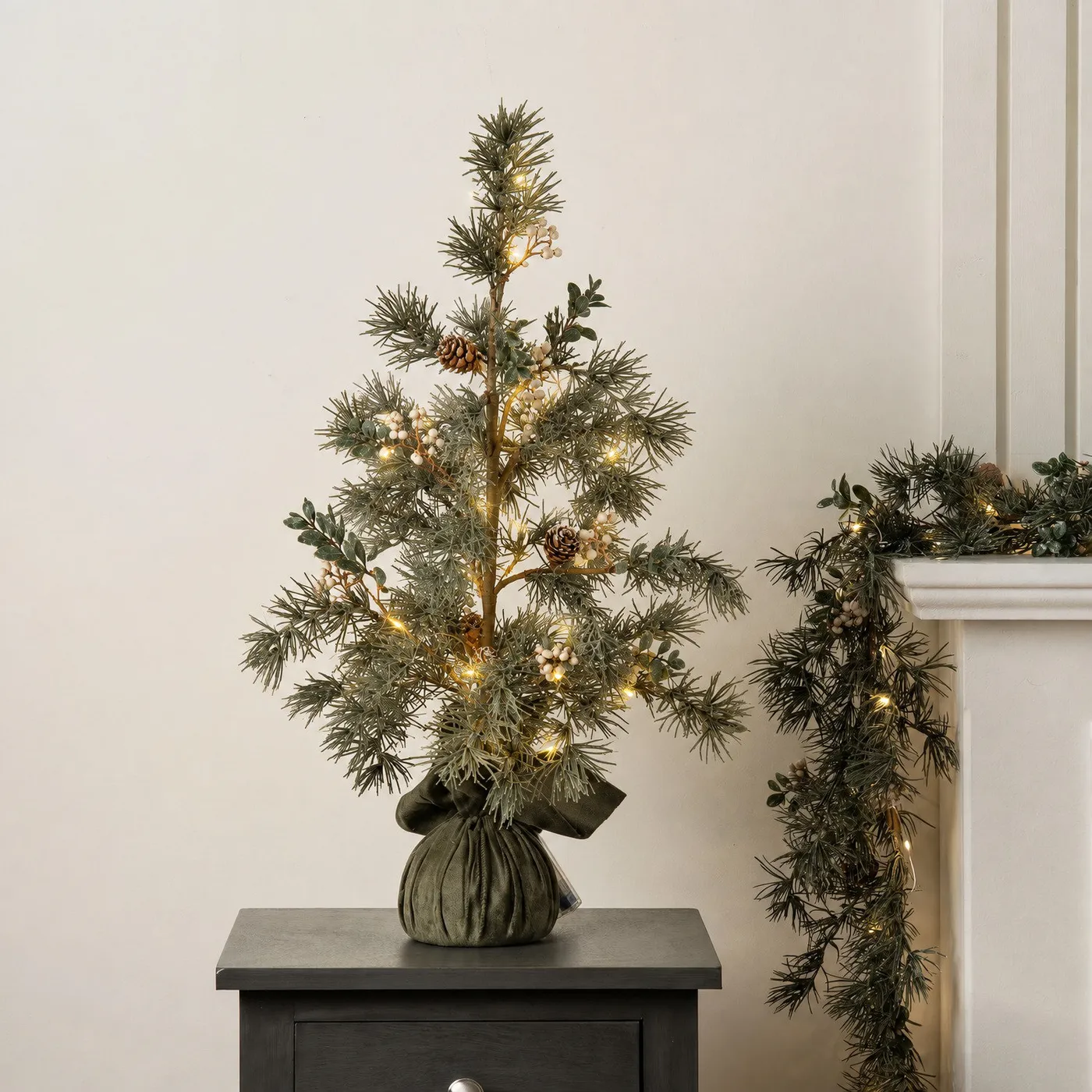 Neve Natural Feel Tree with Lights Green | MFI