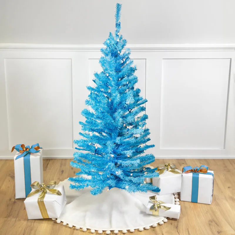 Northlight Seasonal Pre-Lit Medium Pine Artificial Christmas Tree - Sky Blue  - Clear Lights | Perigold