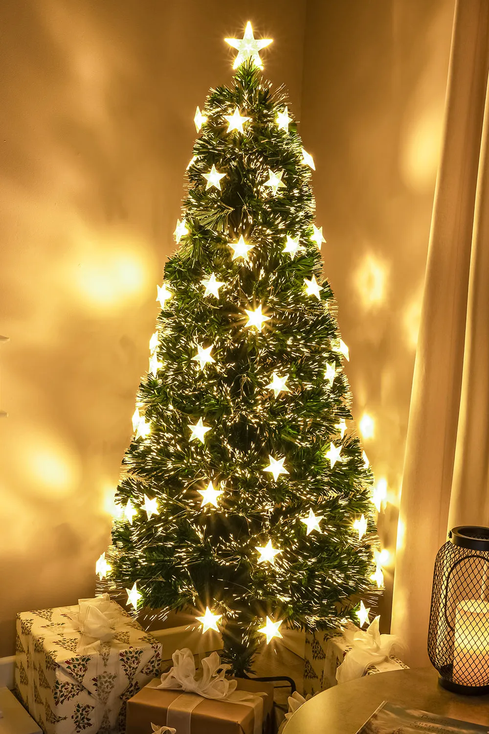 Outdoor Christmas Tree With White Lights Warm White Starry Micro LED Pre  Lit Electric Tree Decor