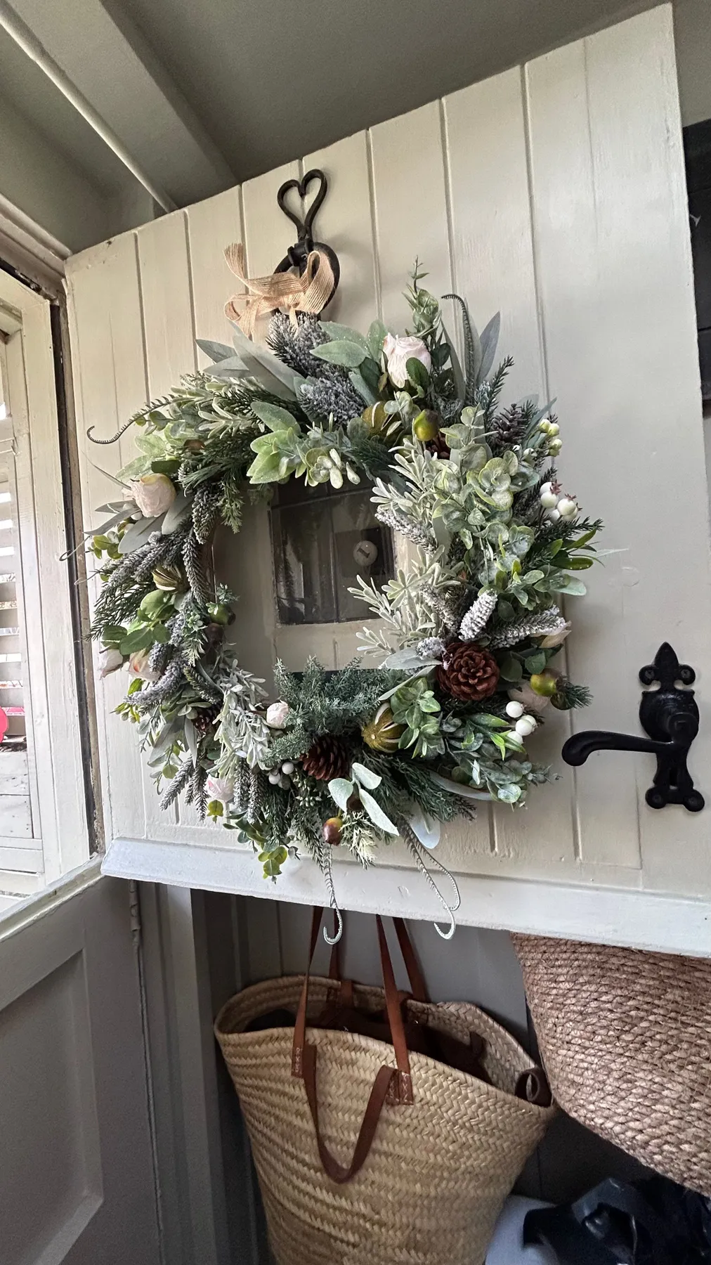 Outdoor Christmas Wreaths For Front Door “ALICE' Artificial Winter Faux Wreath 40cm