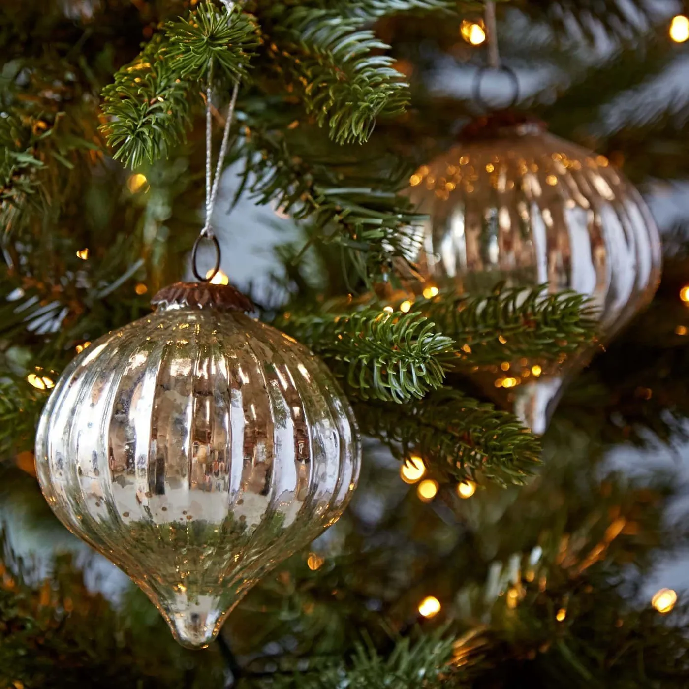Paper High Set of 2 Large Silver Antique Effect Recycled Glass Baubles -  Handmade Christmas Tree Decorations - Shopping.com