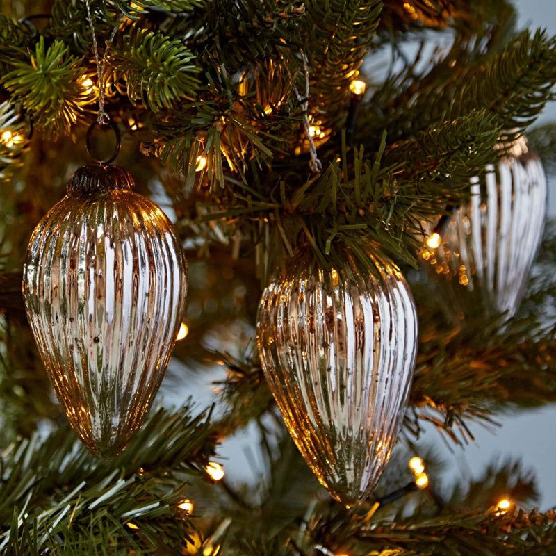 Paper High Set of 3 Silver Antique Effect Recycled Glass Teardrop Baubles |  Wayfair.co.uk