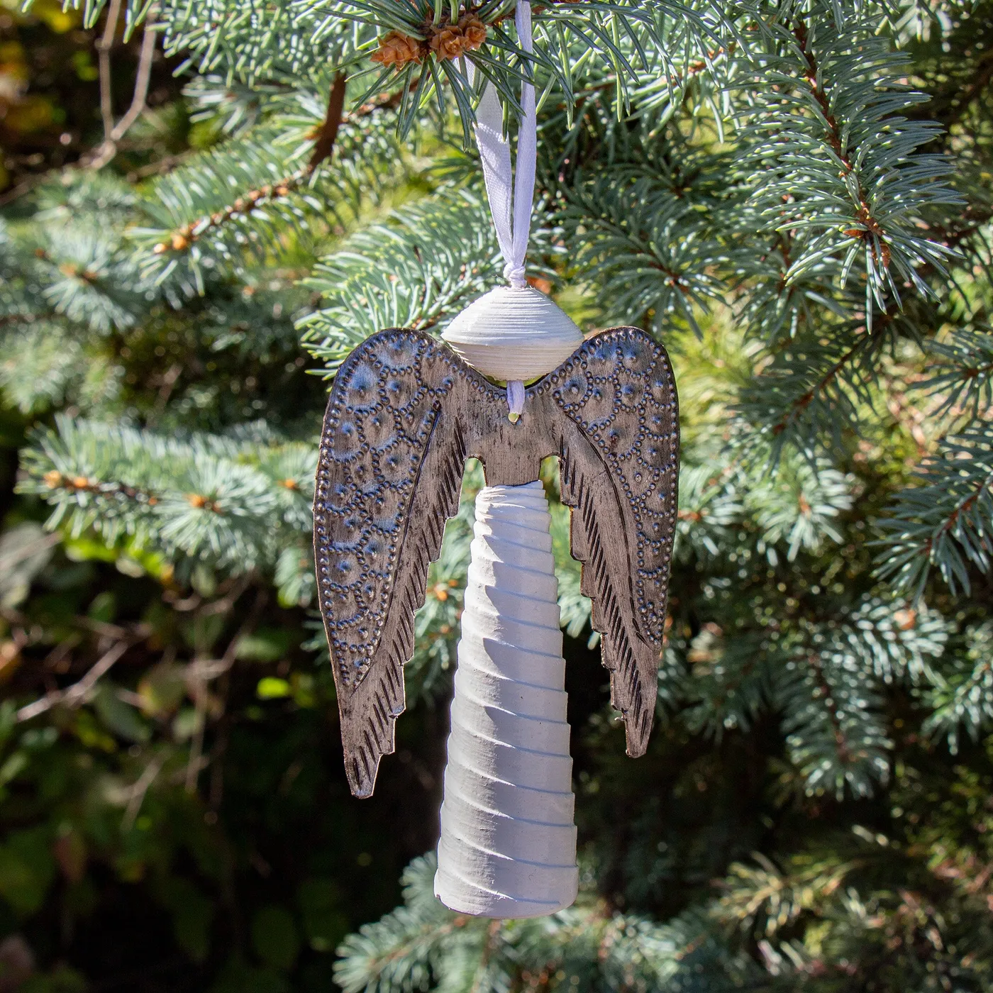 Paper Mache and Metal Angel Ornament from Haiti - WHITE - Global Crafts  Wholesale