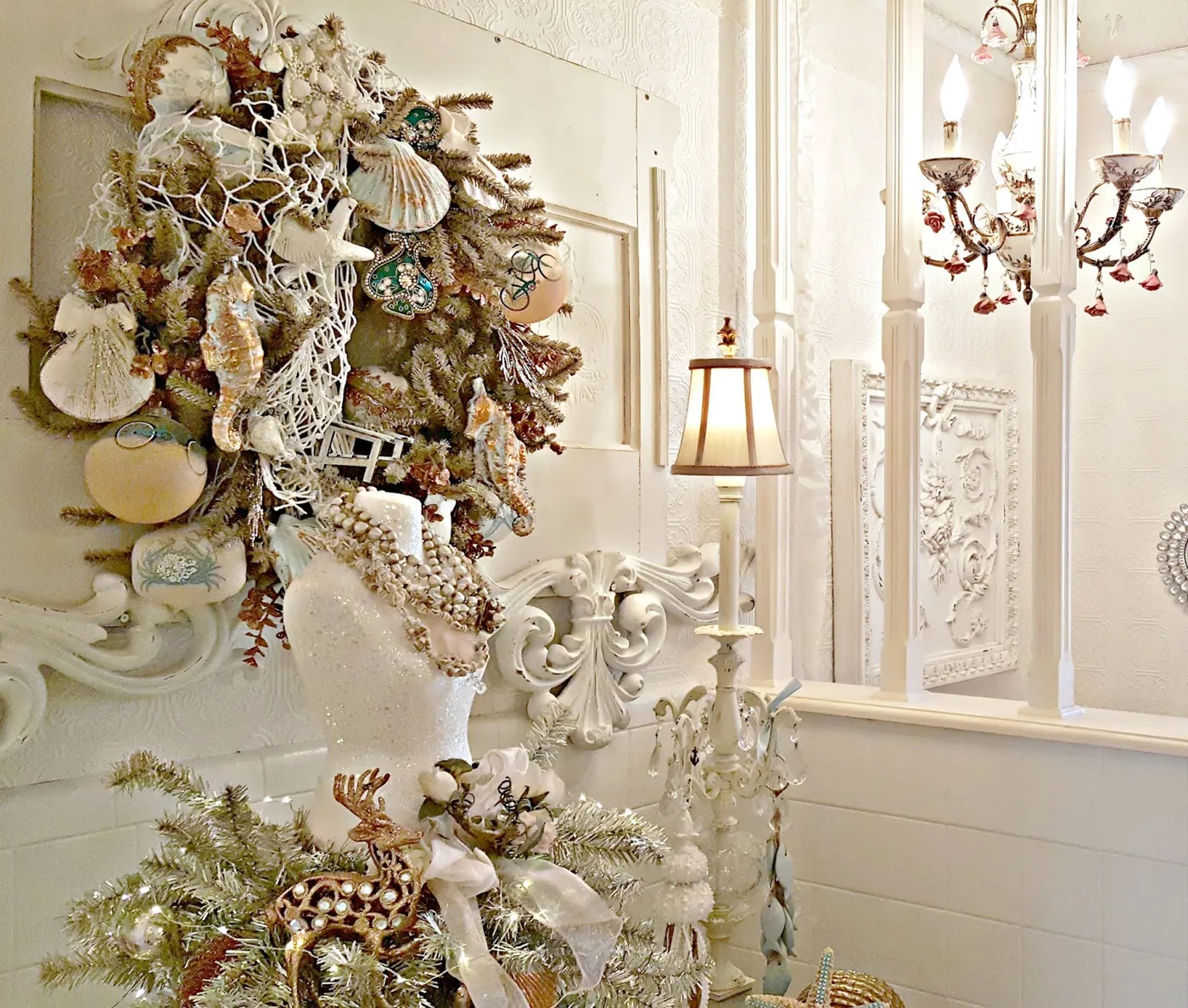 Penny's Vintage Home: Copper and Aqua Coastal Christmas Bathroom