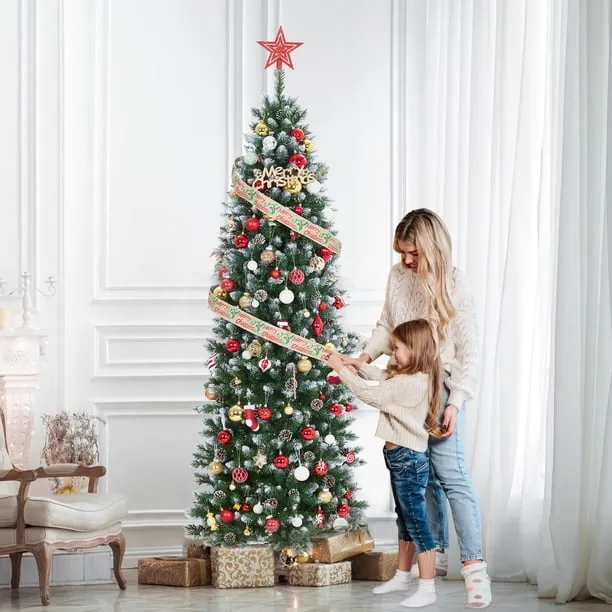 Pre-lit Pencil Christmas Tree, Slim Corner Xmas Tree with Lights, Holiday  Decoration for Room, Bedroom, Apartment, Outdoor Porch, Office - Walmart.ca