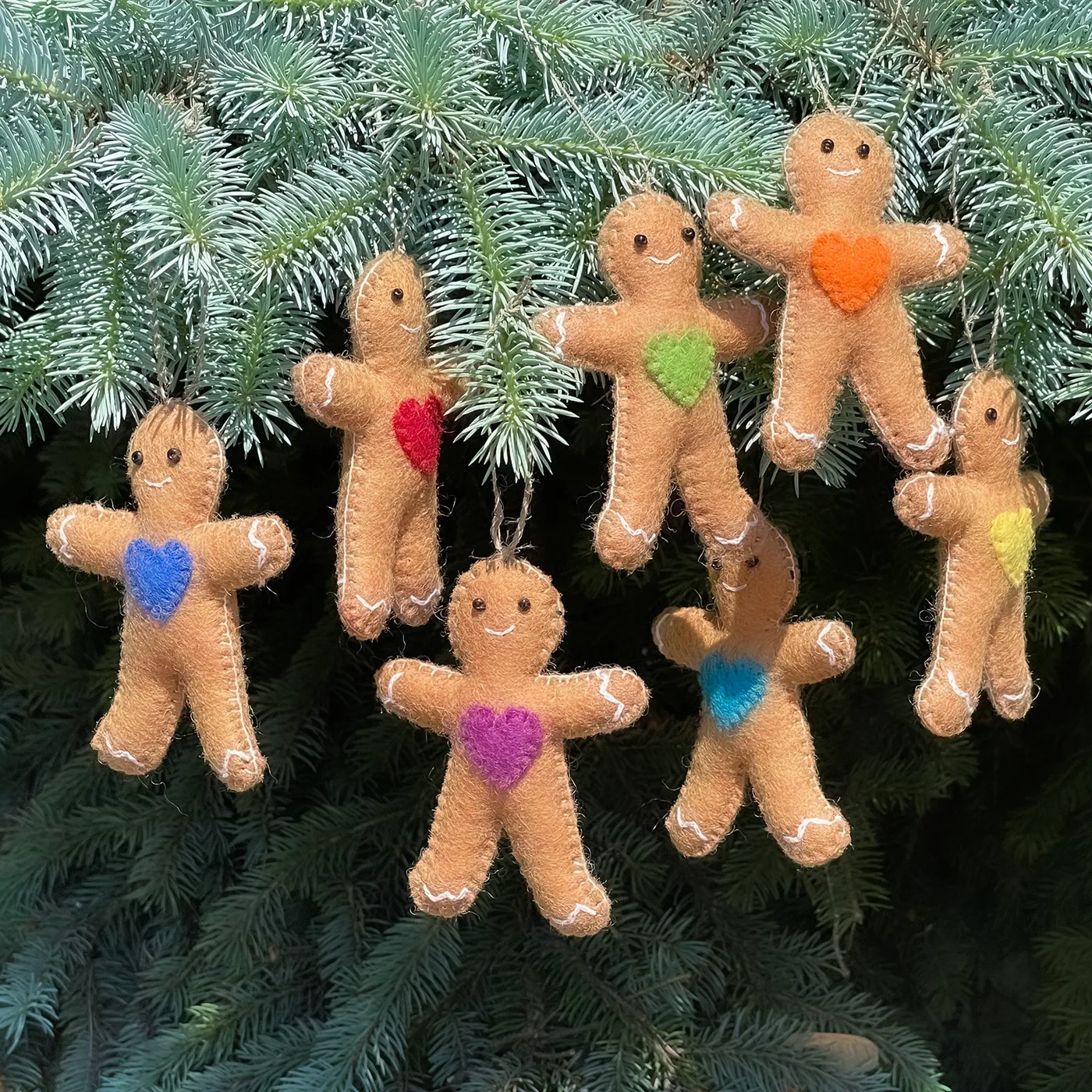 Rainbow Ginger Friend Collection, Set of 7 Handmade Felt Ornaments - Global  Crafts Wholesale
