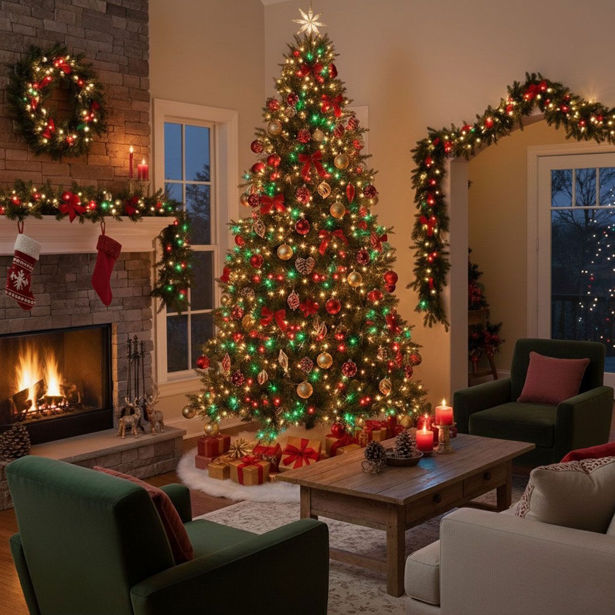 Red And Green Lights On Christmas Tree Theme Colors Light Strings –  Connect+ Luminal Park
