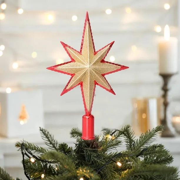 Red Christmas Tree Topper Star With Plastic Material And Festive Design,  For Tree Top Decoration And Holiday Home Decor, 11.42X7.09X1.97In 0.14Lb -  Walmart.ca