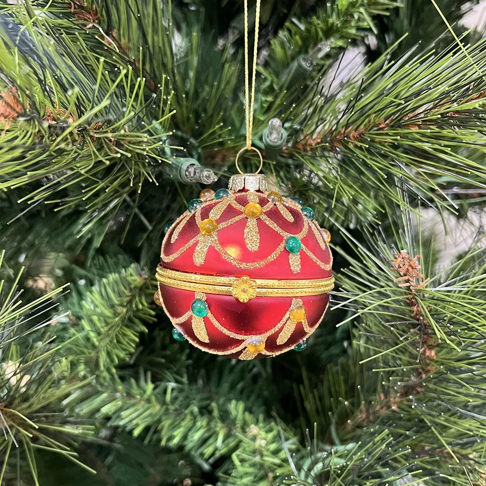 Red Glitter Ball Christmas Ornament | Platt Hill Nursery