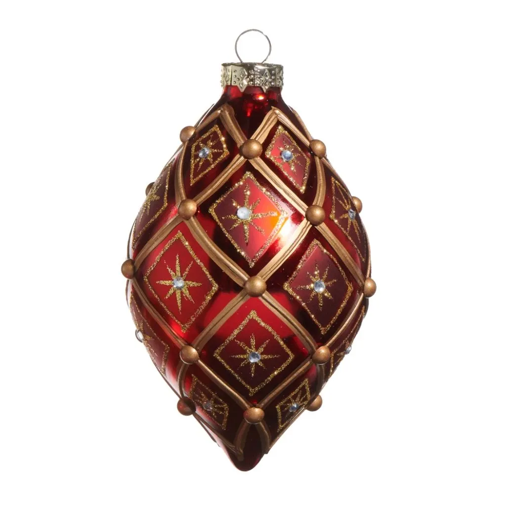 Red & Gold Deco Elipse Christmas Ornament