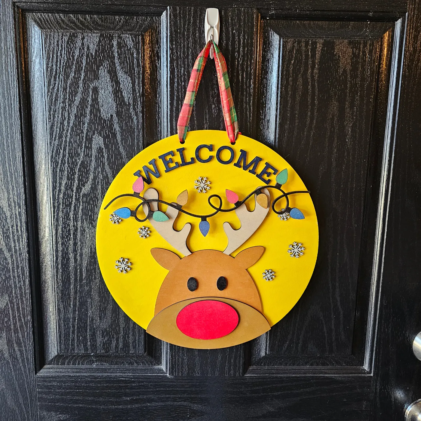 Reindeer lights Round Door Hanger – Ruby Mountain Design