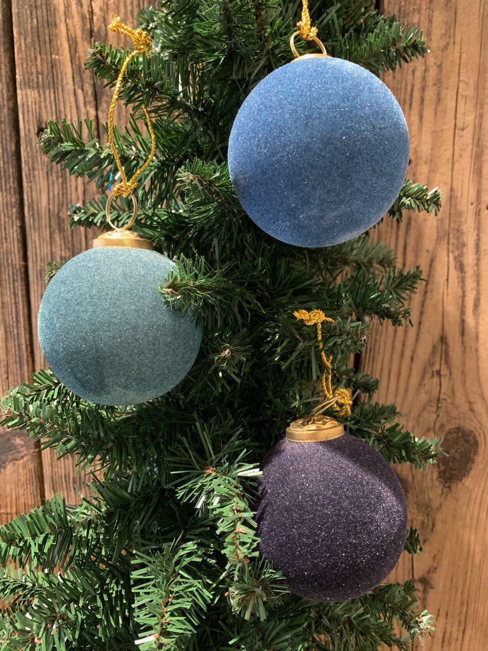Round Flocked Glass Ball Ornament - L.A. Green