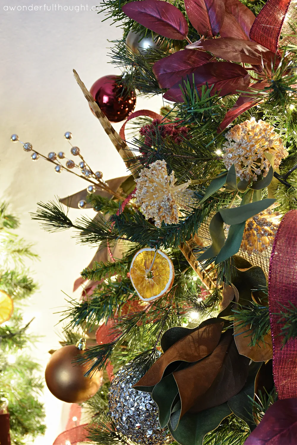 Rustic Burgundy Christmas Tree - A Wonderful Thought
