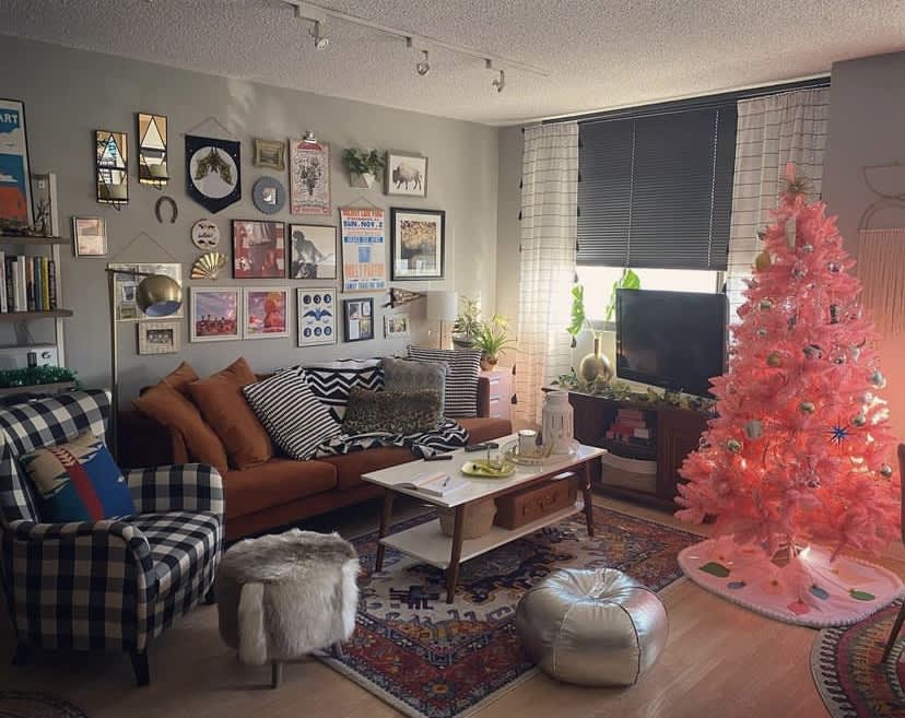 Senjie Pink Artificial Christmas Tree Review | Apartment Therapy