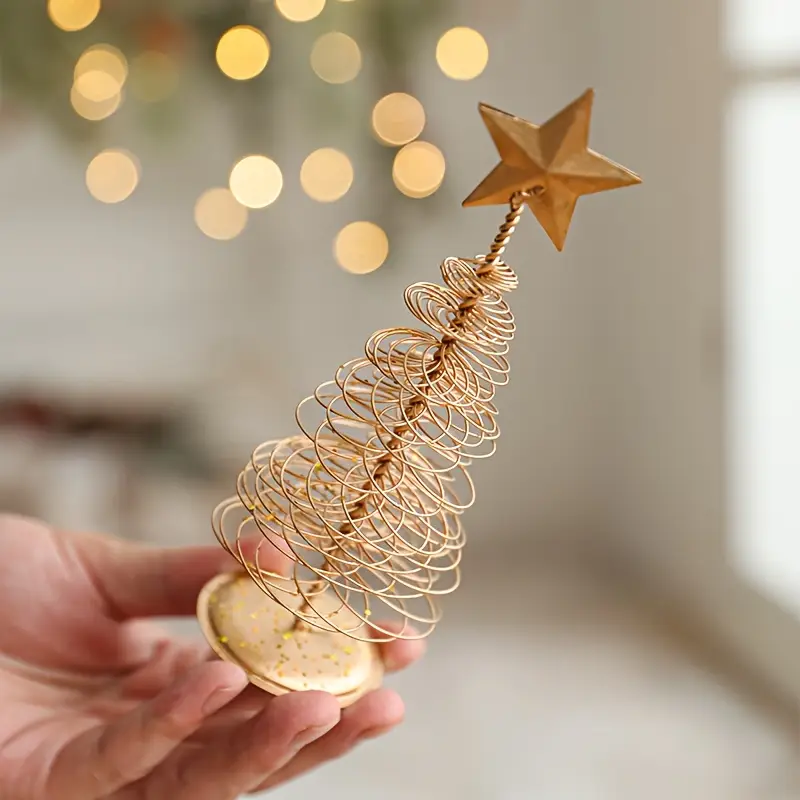 set 3 vintage golden metal christmas trees mini star - Temu Mauritius