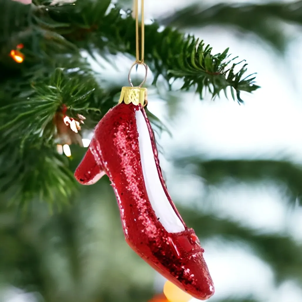 Sparkling Ruby Red Slipper Christmas Ornament