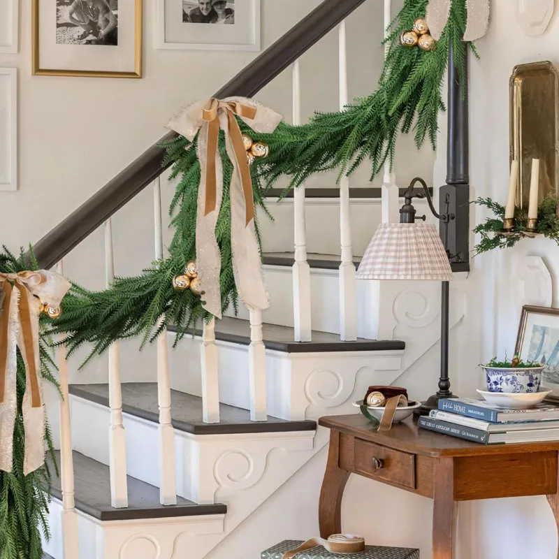 The Holiday Aisle® Christmas Decorations - 6 Ft Realistic Norfolk Pine  Garland - Artificial Pine Greenery Garlands For Mantle Fireplace Stairs  Railing Table Indoor Outdoor Front Door Porch Home Deco