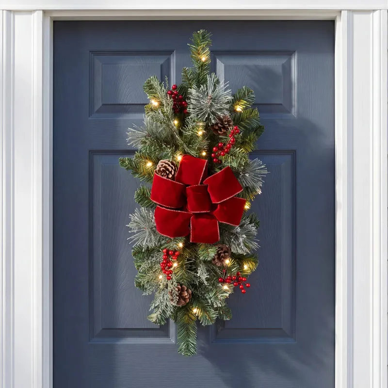 The Holiday Aisle® Hafner Staircase Pre-Lit Swag with 20 Clear Lights &  Reviews | Birch Lane