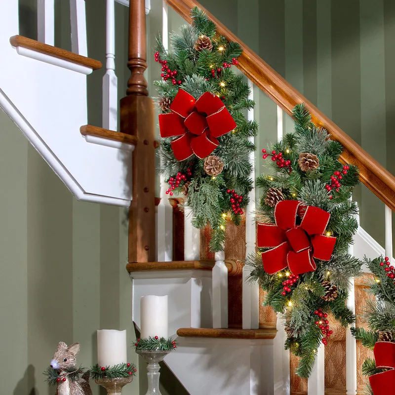 The Holiday Aisle® Hafner Staircase Pre-Lit Swag with 20 Clear Lights &  Reviews | Birch Lane
