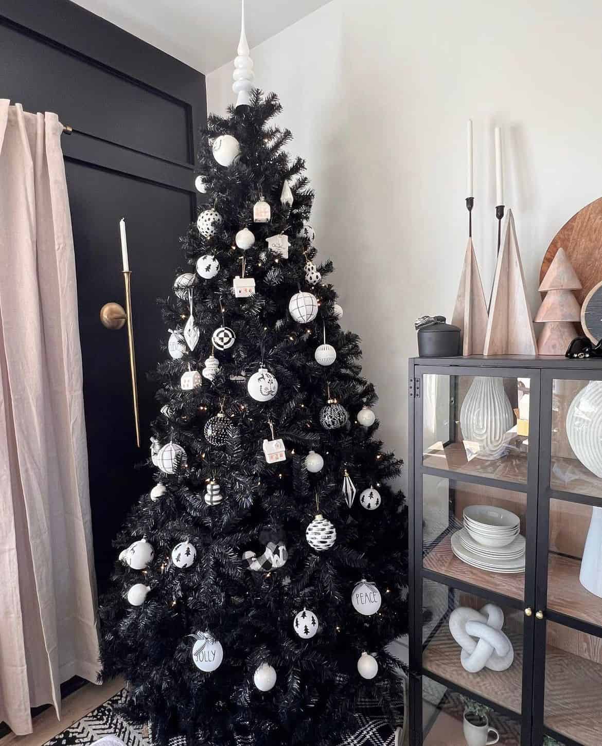 Tree Decorations Small Black Christmas Tree 24” Black Mini Canadian Tree  With Wood Base Decorator's Warehouse