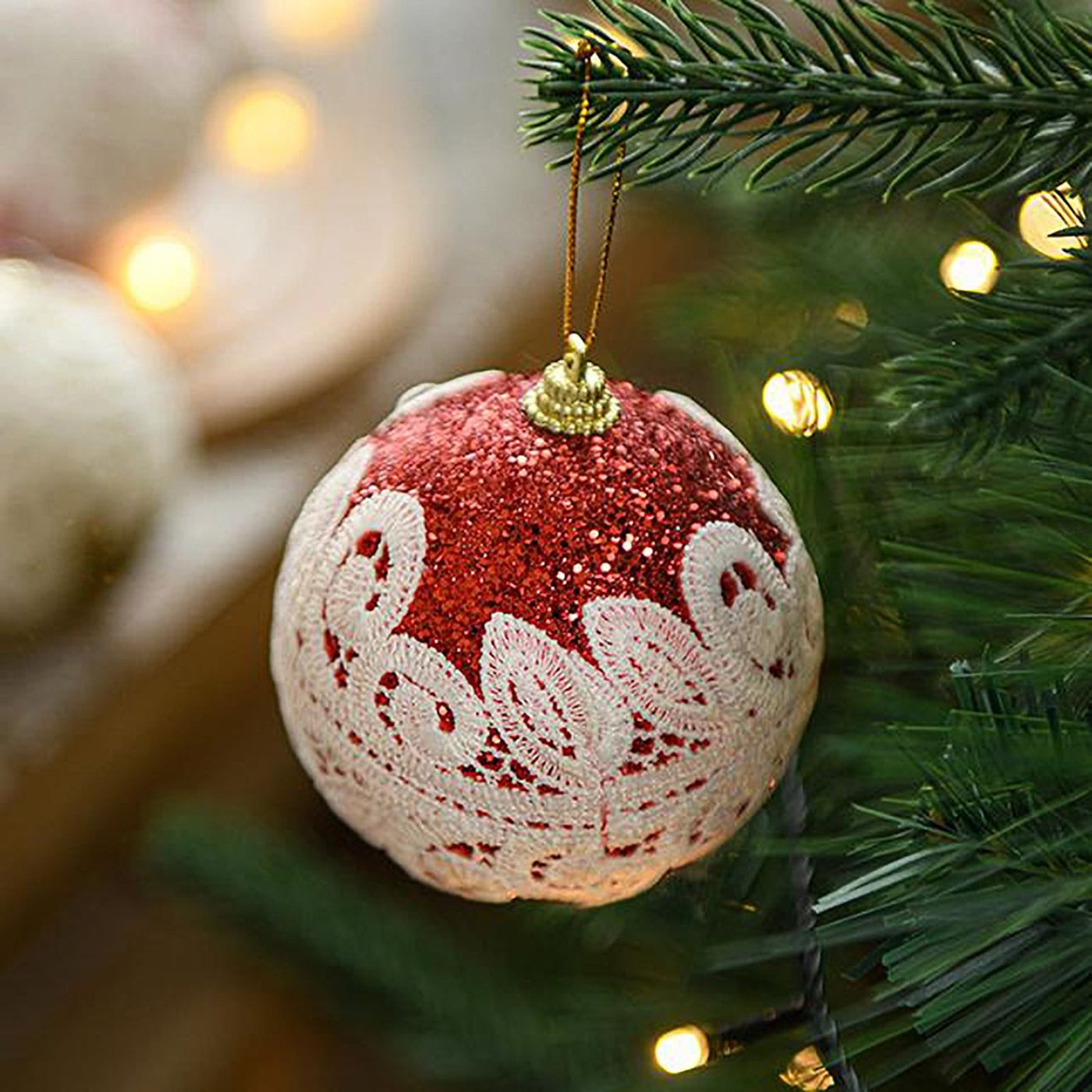 TUITOONM 3.15' Luxury Lace Christmas Balls Shatterproof Christmas Tree Decorative Pendant Props Festival Home Party Supplies Winter Decoration - Walmart.ca
