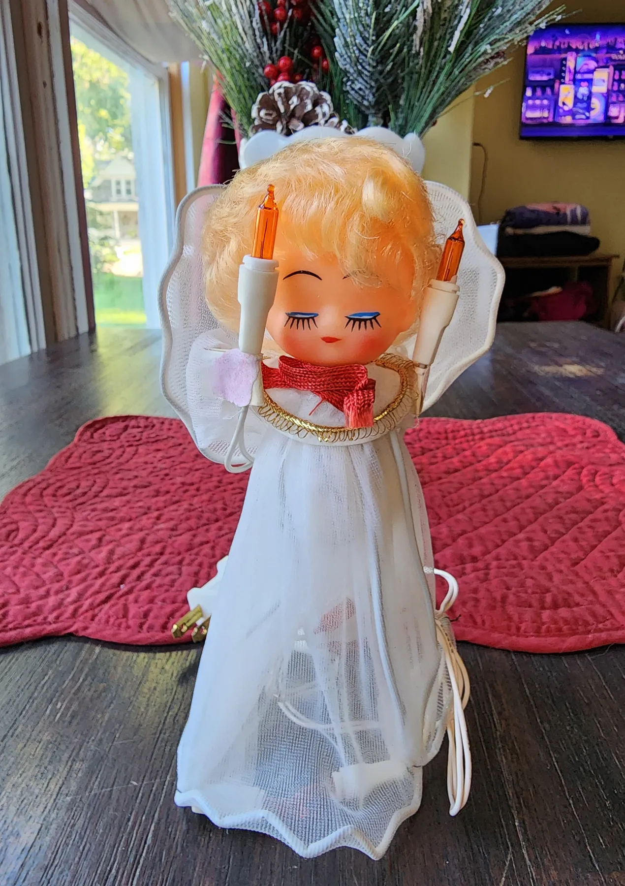 Vintage 1960s Christmas Angel Tree Topper with Blonde Curly Hair 8' Li –  Treasures & Tomes
