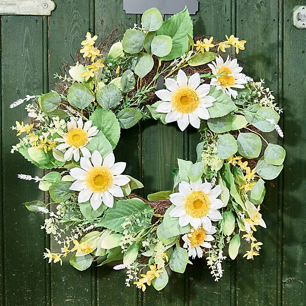 Vintage Style Classic Daisy Festive Decor Autumn-Winter Wreath Front Door Christmas Wreath 60cm