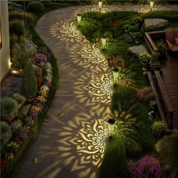 Warm Solar Lights 6 Pack Outdoor Garden Pathway Decor
