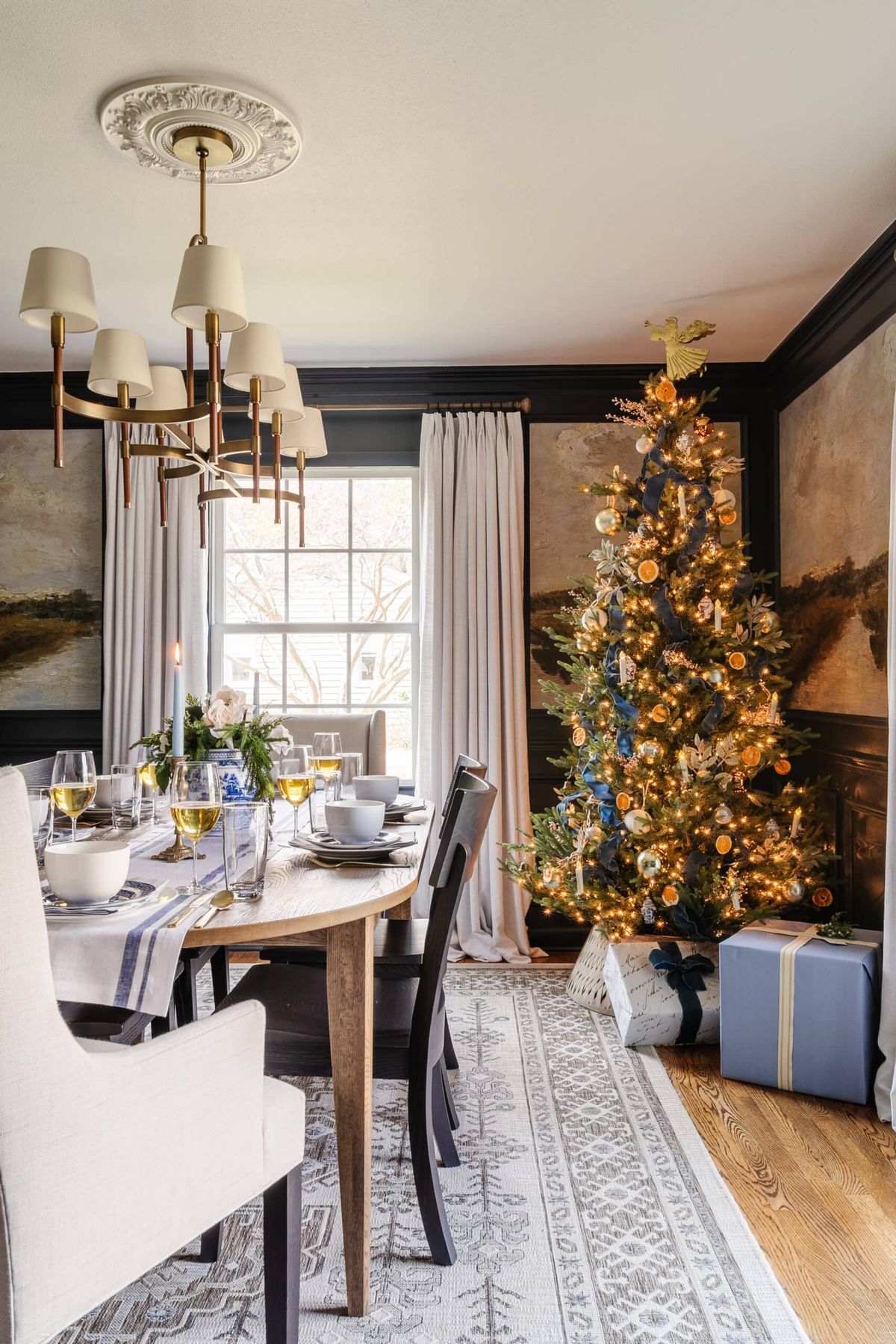 White and Blue Christmas Decor Ideas | Dining Room Tour - Bless'er House