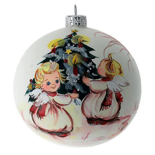 White Christmas tree ball in blown glass angels decorating tree 100 mm |  online sales on HOLYART.com