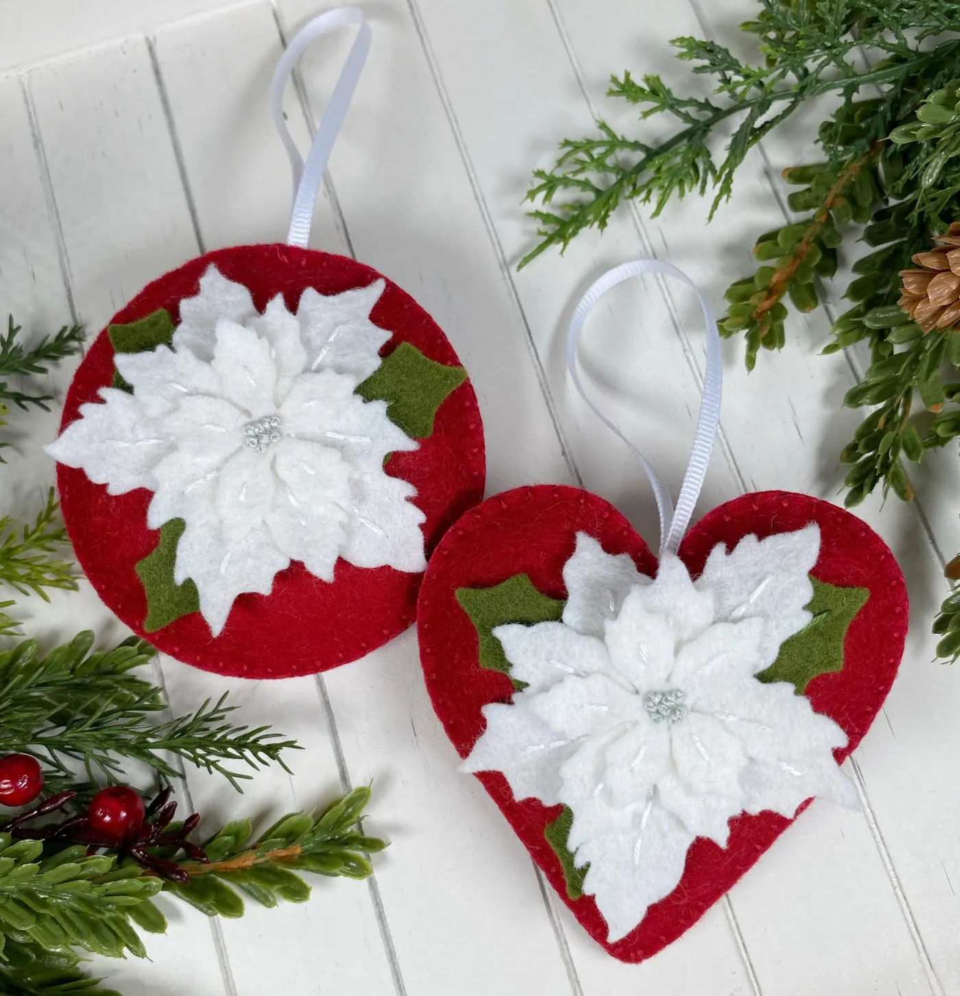 White poinsettia Christmas ornament decor — The Ornament Boutique