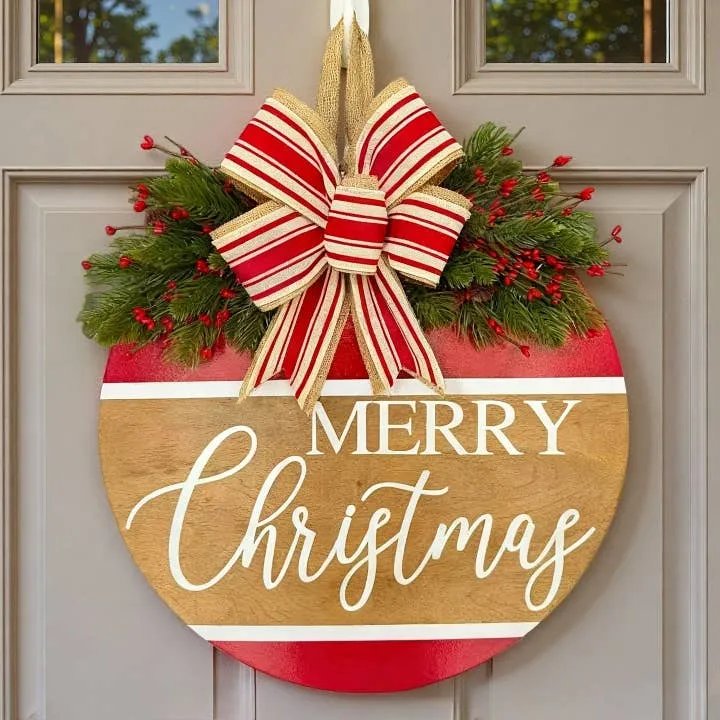 Wholesale Christmas Floral Wooden Hanging Door Sign for your store - Faire