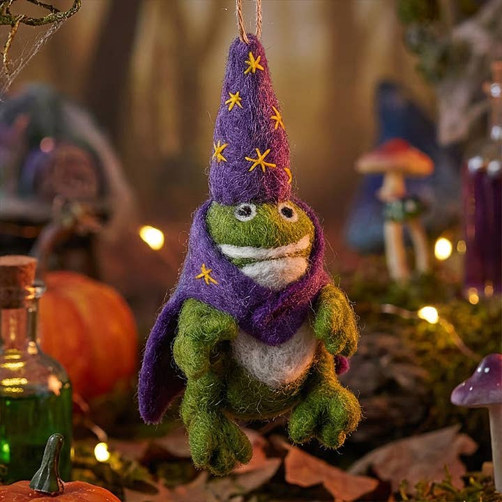 Wholesale Handmade Felt Wizard Frog Hanging Decoration for your store -  Faire
