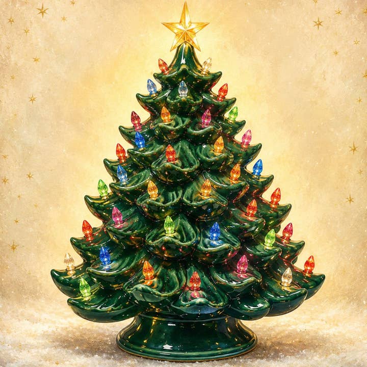 Wholesale Old-Fashioned Ceramic Christmas Tree Design Metal Sign TTE-736  for your store - Faire