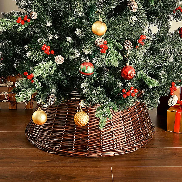 Wicker Christmas Tree Collar Skirt Rattan Xmas Tree Basket Ring Base 60cm  (D)