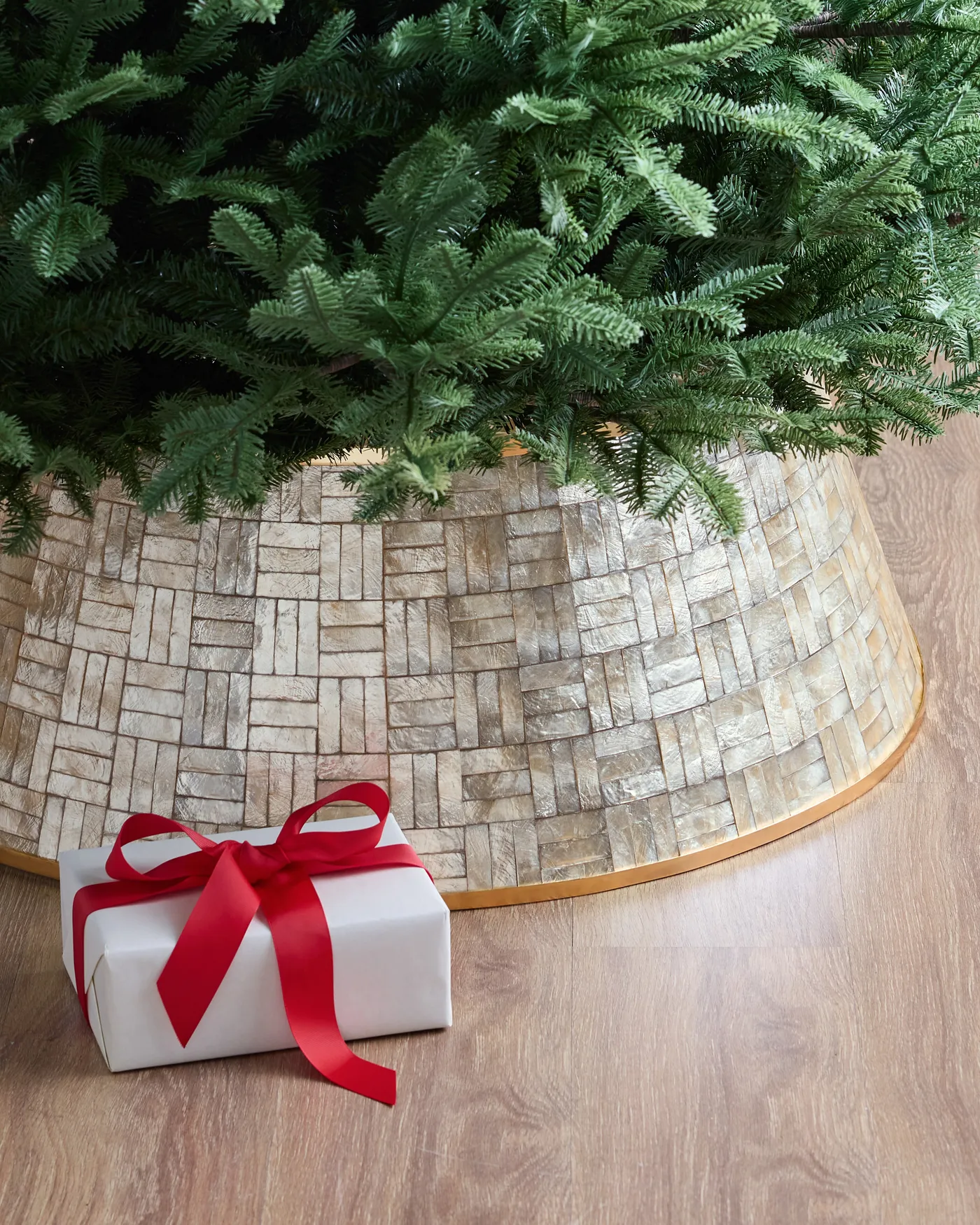 Wood Tree Collar Crate And Barrel Tree Skirt Modern Wood Tree Collar